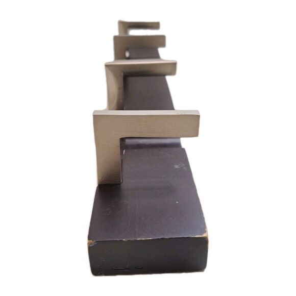 Modern 15" Wall Mounted Wood Coat Rack With 4 Silver Hooks That Open & Close - Picture 1 of 6